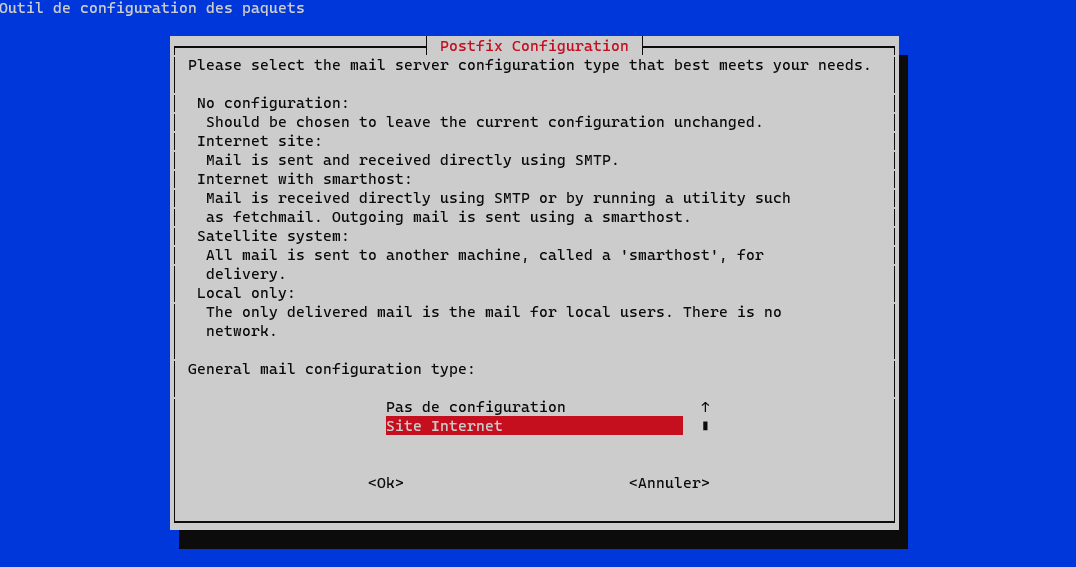 Installation Postfix